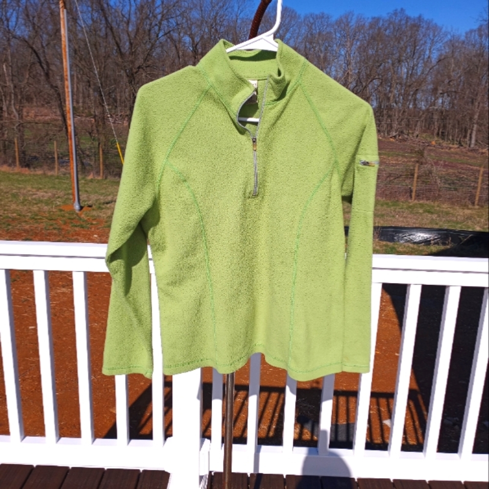 L.L. Bean Lime Green Fleece Quarter Zip Jacket Size Small